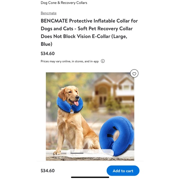 6/$20 Bencmate Inflatable Collar injuries, rashes, post surgery Large 12-18" NWT - Picture 5 of 12